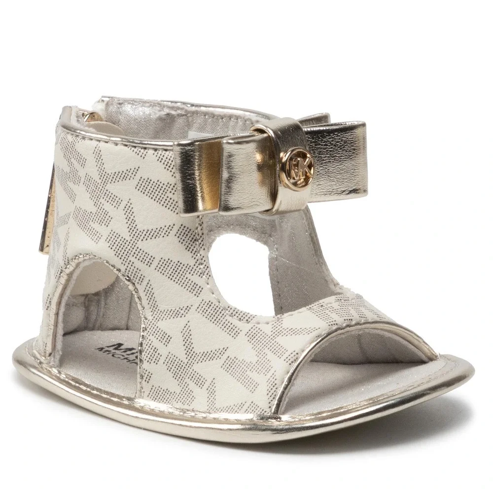 401.Michael Kors Baby Girls Tilly Dahnia Logo Crib Sandals Vanilla Infant Sz 4